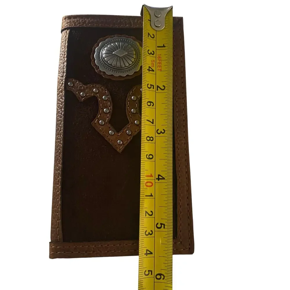 NWT Justin Jr. Rodeo Wallet Genuine Leather And Suede RFID (24010481W3) Studded